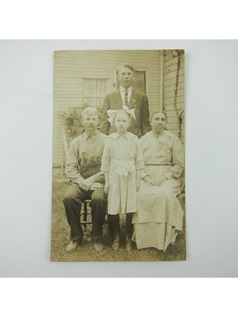 RPPC Photo Postcard Charles E. Homan Family Portrait Outside Ohio Antique 1910s